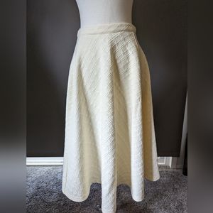 J.O.A. Nordstrom Ivory Textured A-Line Midi Skirt (sz S)